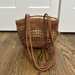 Zara Woven Basket Shoulder Tote Bag